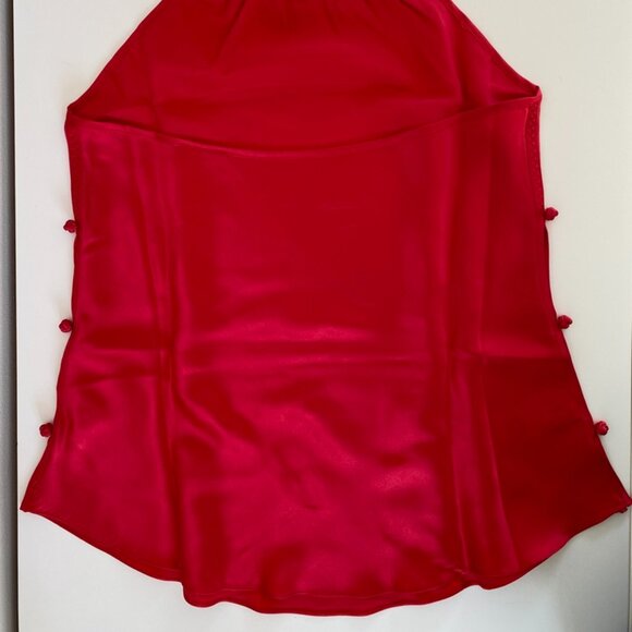 NWT Lingerie Silk Floral Halter Top Knot buttons Jewel Red - Picture 7 of 12
